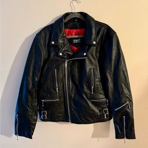 Like New Leather Straight to Hell Motorcycle Bomber Jacket- Size 46